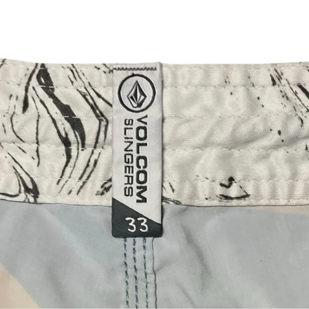 🌊 Volcom Slingers Boardshorts 🟦🟨 Blue &‎ Yellow Stripes | Size 33